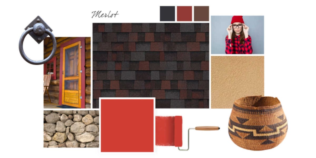 Owens Corning Duration shingle style board with exterior color palette samples